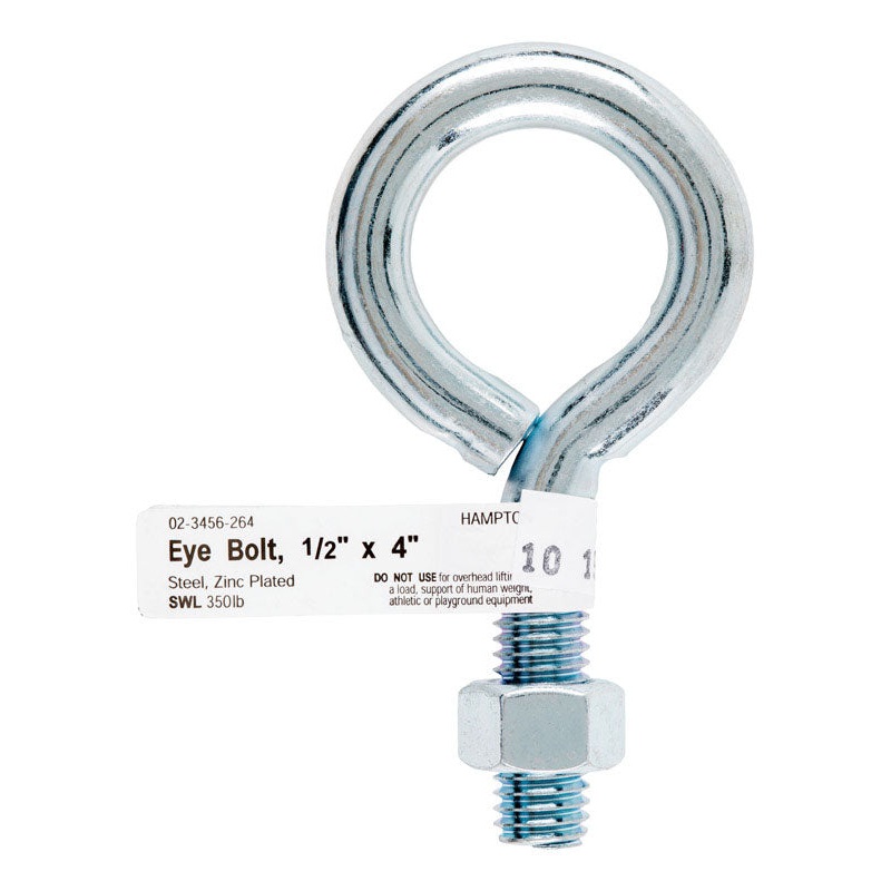 Hampton Zinc Plated Steel Eyebolt 4 in. L