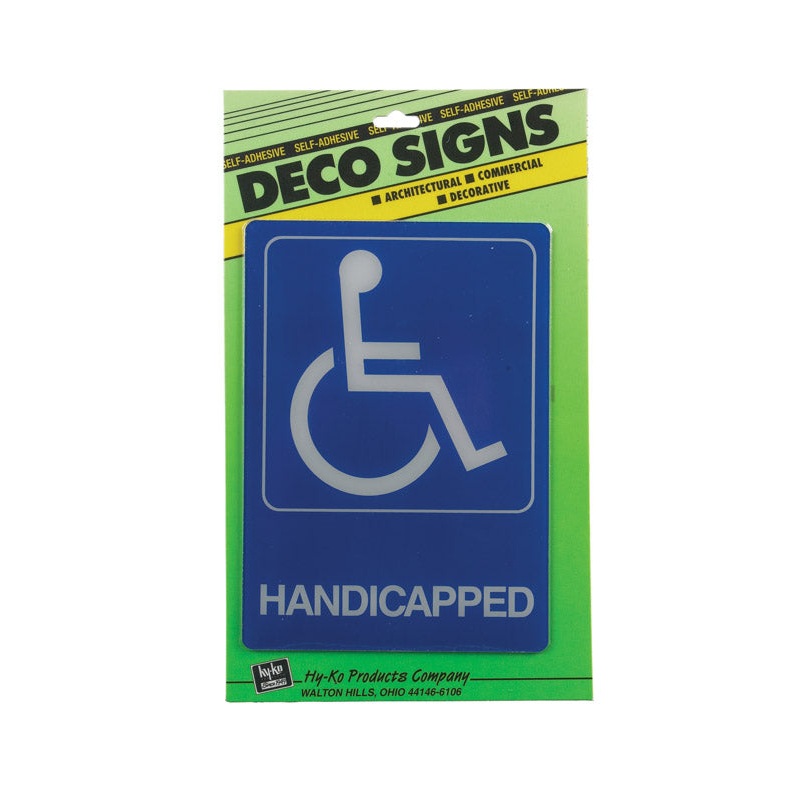 Hy-Ko Deco Signs English 7 in. H x 5 in. W Plastic Sign Handicapped
