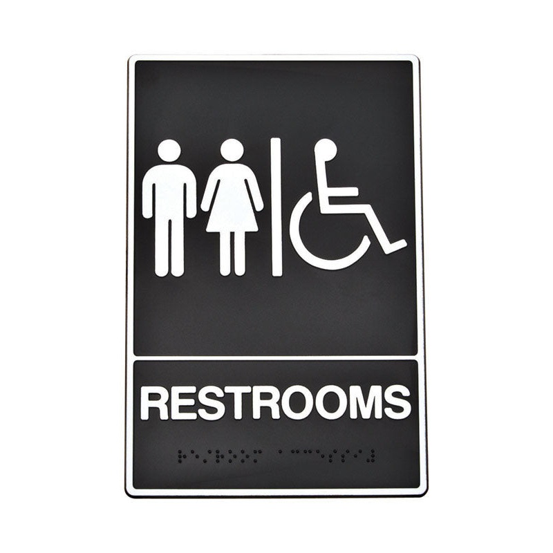 Hy-Ko English 9 in. H x 6 in. W Plastic Sign Restrooms (Handicap, Braille)