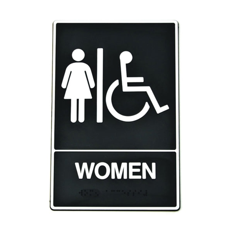 Hy-Ko English 9 in. H x 6 in. W Plastic Sign Women (Handicap, Braille)