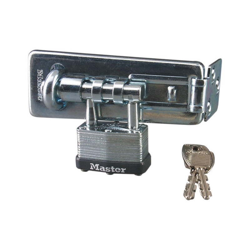 Master Lock Bright Laminated Steel Hasp and Padlock 4-1/2 in. L