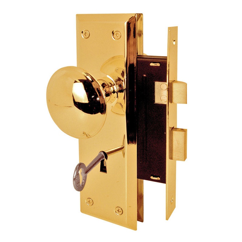 Prime-Line Mortise Lockset Brass Steel Right Handed