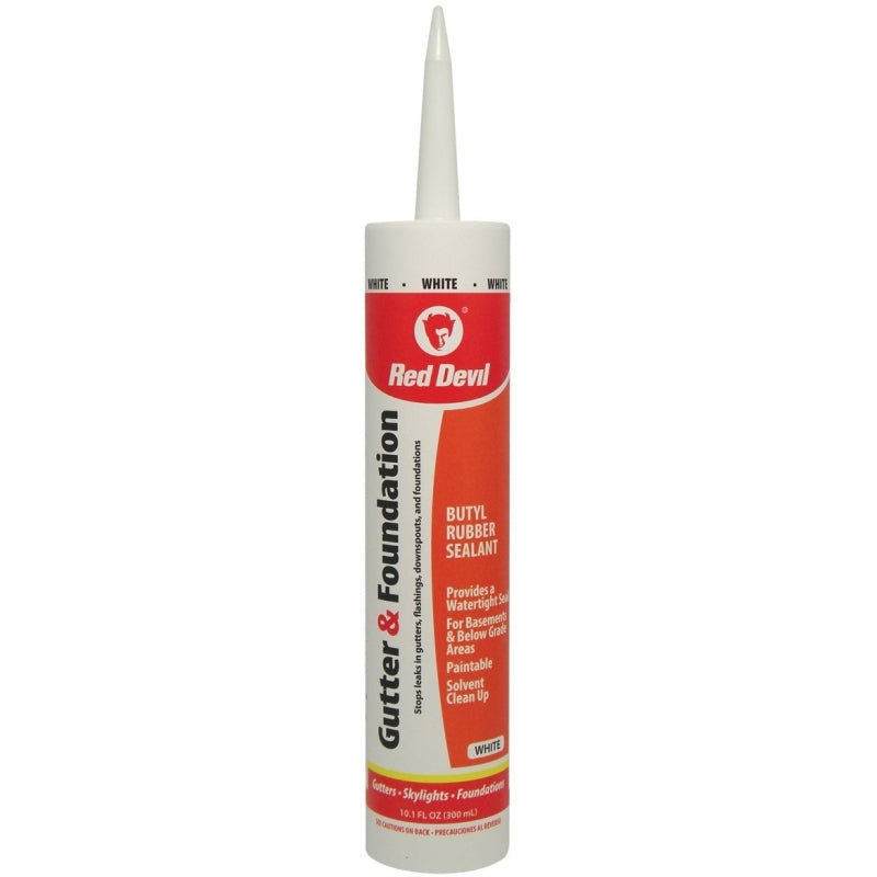 Red Devil 0697 Gutter and Foundation Sealant, White, Viscous Paste, 10.1 fl-oz Cartridge, Pack of 12