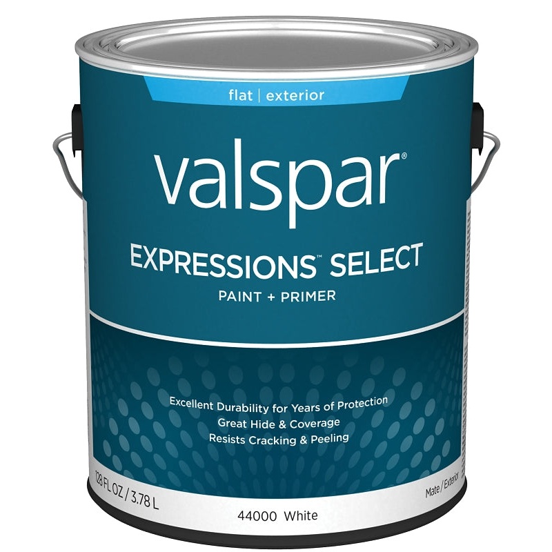 Valspar Expressions Select 4400 028.0044000.007 Latex Paint, Acrylic Base, Flat Sheen, White Base, 1 gal, Pack of 4