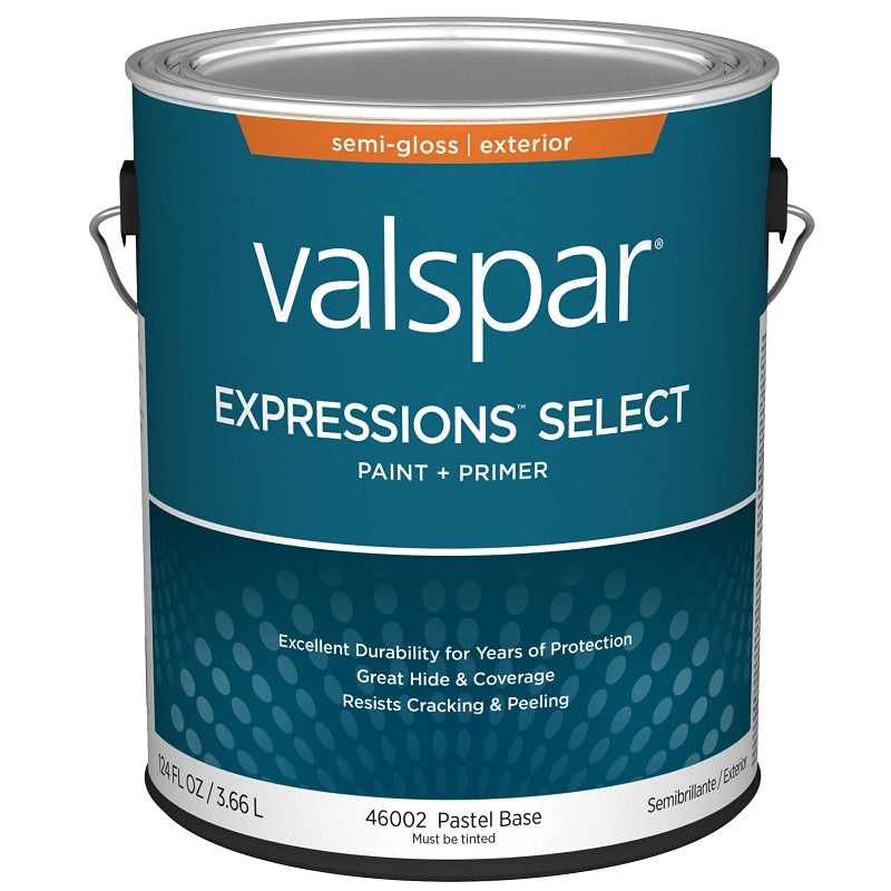 Valspar Expressions Select 4600 028.0046002.007 Latex Paint, Acrylic Base, Semi-Gloss Sheen, Pastel Base, 1 gal, Pack of 4