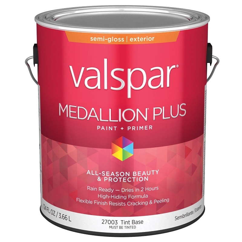 Valspar Medallion Plus 2600 028.0027003.007 Latex Paint, Acrylic Base, Semi-Gloss Sheen, Tint Base, 1 gal, Pack of 4