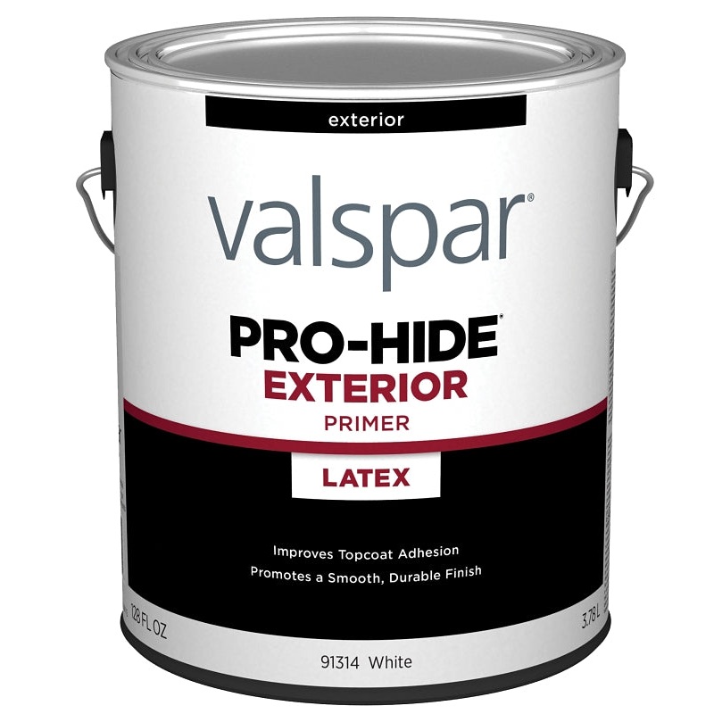 Valspar PRO-HIDE 91314 Series 028.0091314.007 Exterior Primer, White, 1 gal, Metal Pail, Pack of 4