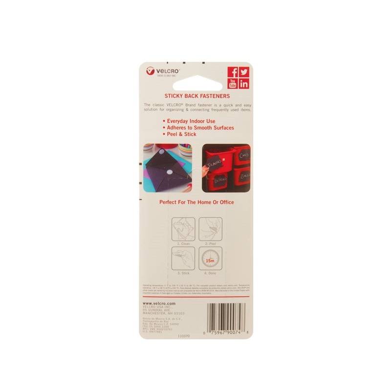 Velcro Hook and Loop Fastener 7/8 in. L x 7/8 in. W White 12 pk
