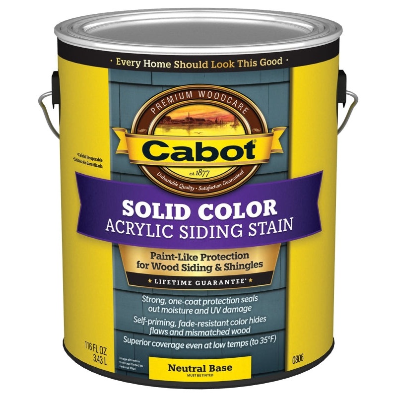 Cabot 800 Series 140.0000806.007 Solid Color Siding Stain, Natural Flat, Liquid, 1 gal, Can, Pack of 4