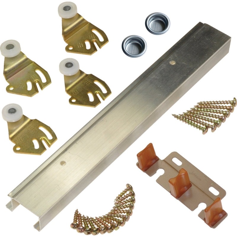 Johnson Hardware 2200722D By-Pass Door Hardware Set, 71 in L Track, For: 50 lb Sliding Doors