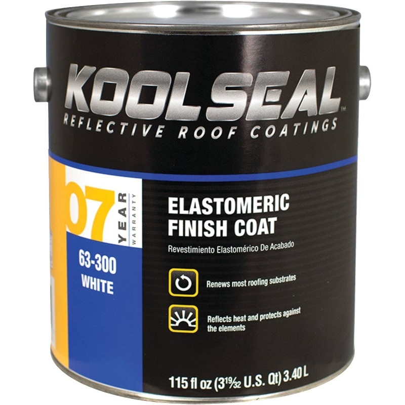 Kool Seal KS0063300-16 Elastomeric Roof Coating, White, 0.9 gal, Pail, Liquid, Pack of 4