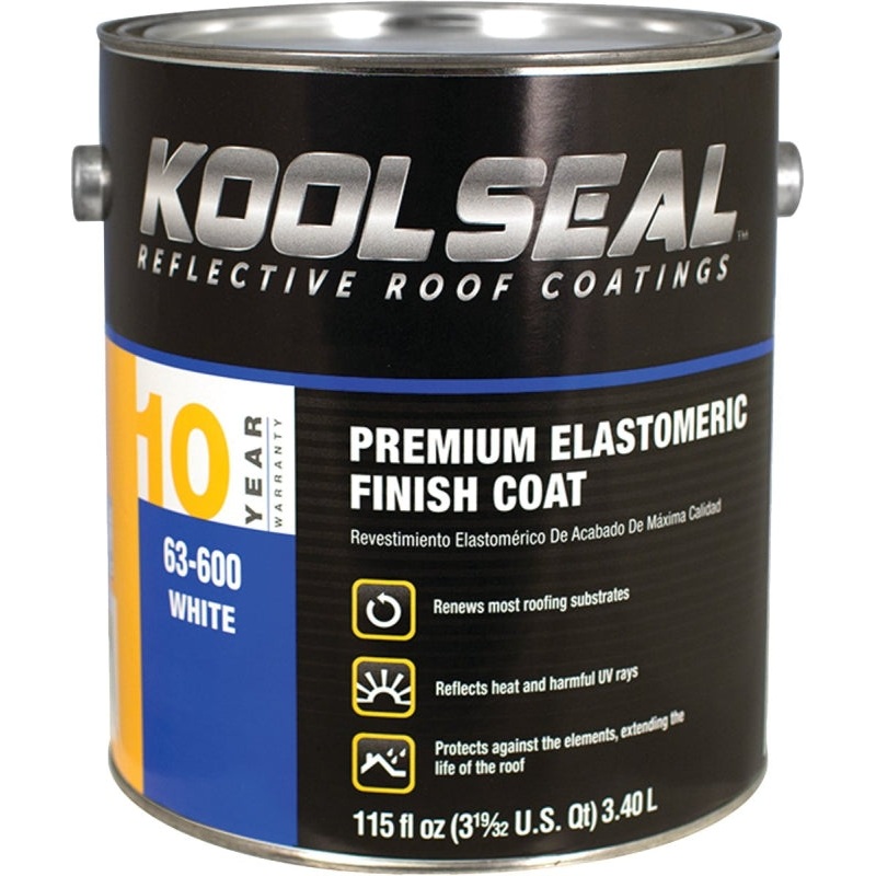 Kool Seal KS0063600-16 Elastomeric Roof Coating, White, 1 gal, Pail, Liquid, Pack of 4