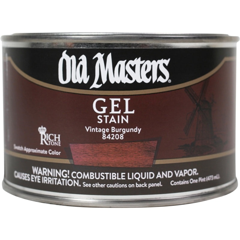 Old Masters 84208 Gel Stain, Vintage Burgundy, Liquid, 1 pt, Can