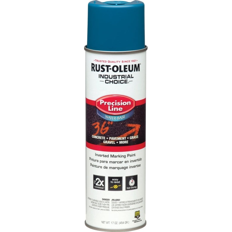 Rust-Oleum 203031 Inverted Marking Spray Paint, APWA Caution Blue, 17 oz, Can