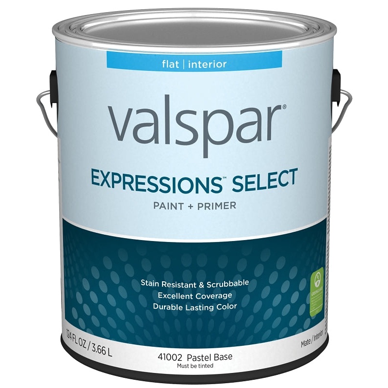 Valspar Expressions Select 4100 028.0041002.007 Latex Paint, Acrylic Base, Flat Sheen, Pastel Base, 1 gal, Pack of 4