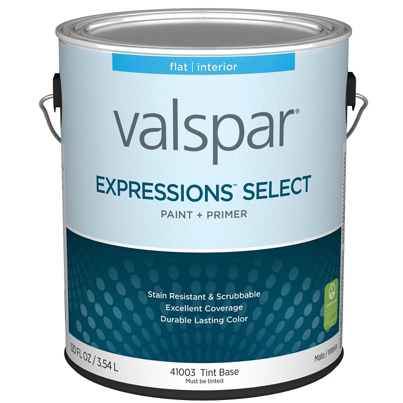 Valspar Expressions Select 4100 028.0041003.007 Latex Paint, Acrylic Base, Flat, Tint Base, 1 gal, Pack of 4