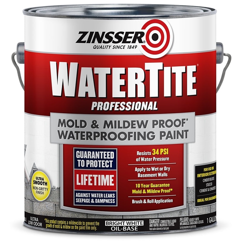 Zinsser WATERTITE 05001 Block Filler Paint, Oil, White, 1 gal, Can, 75/100 sq-ft/gal Coverage Area
