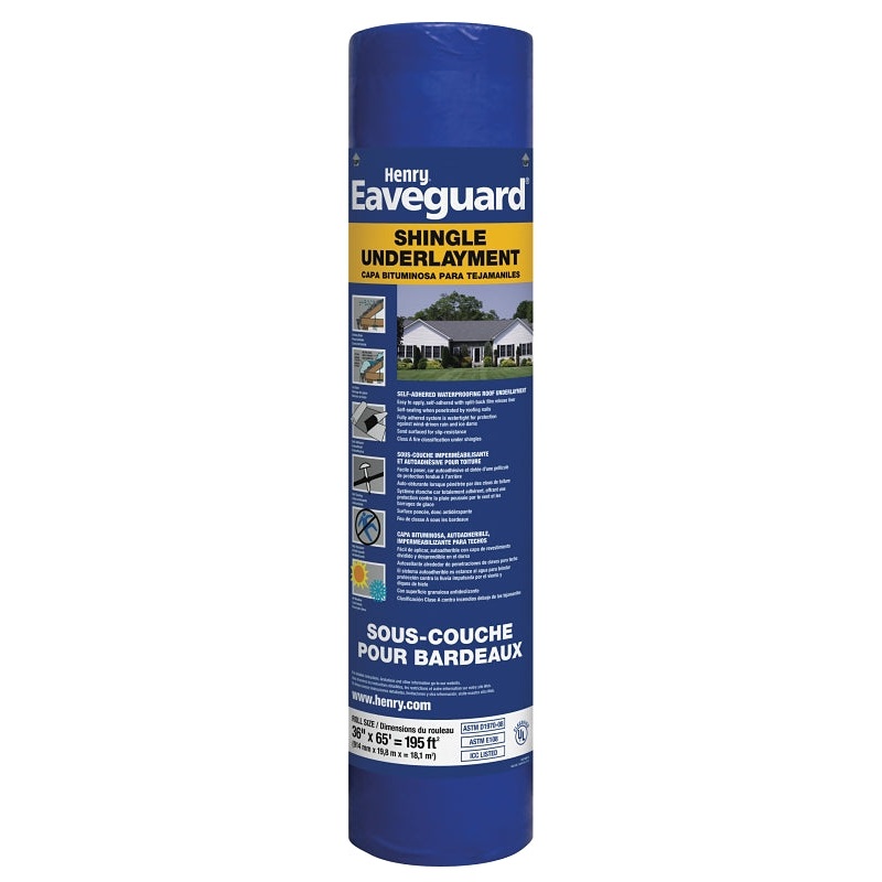 Eaveguard HE740916 Roofing Underlayment, 65 ft L, 3 ft W, Asphalt