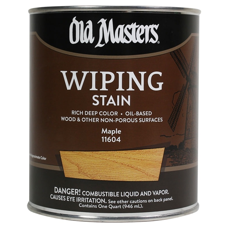 Old Masters 11604 Wiping Stain, Maple, Liquid, 1 qt, Can