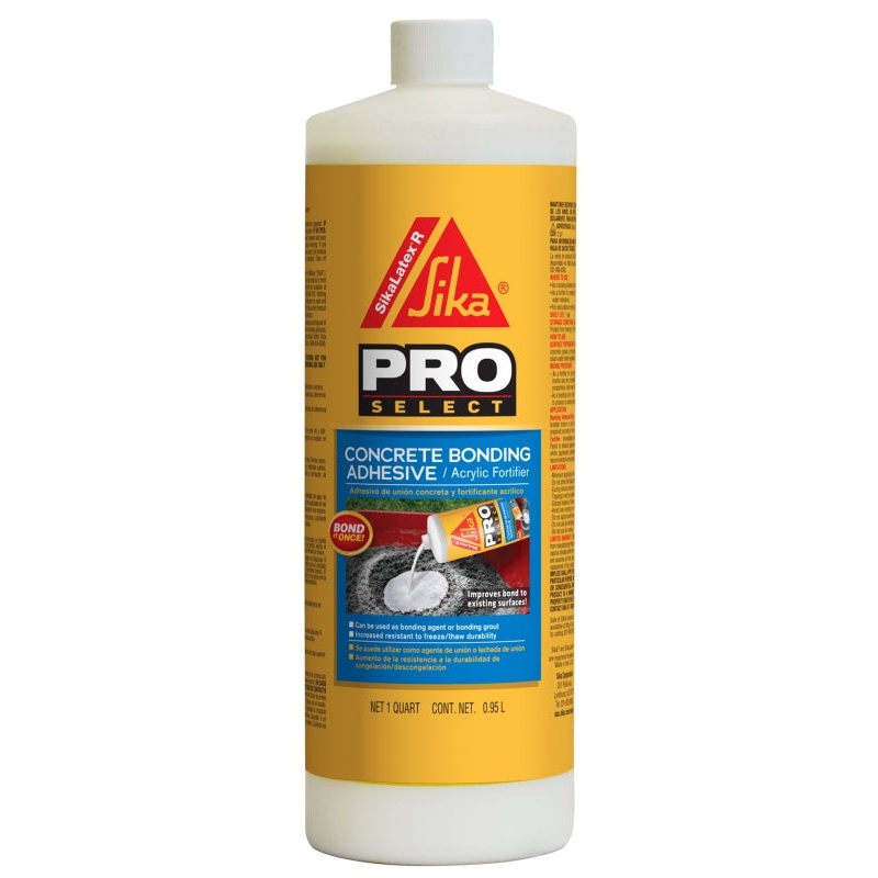 Sika SikaLatex R PRO SELECT Series 471643 Bonding Adhesive, Liquid, Milky White, 1 qt, Jug