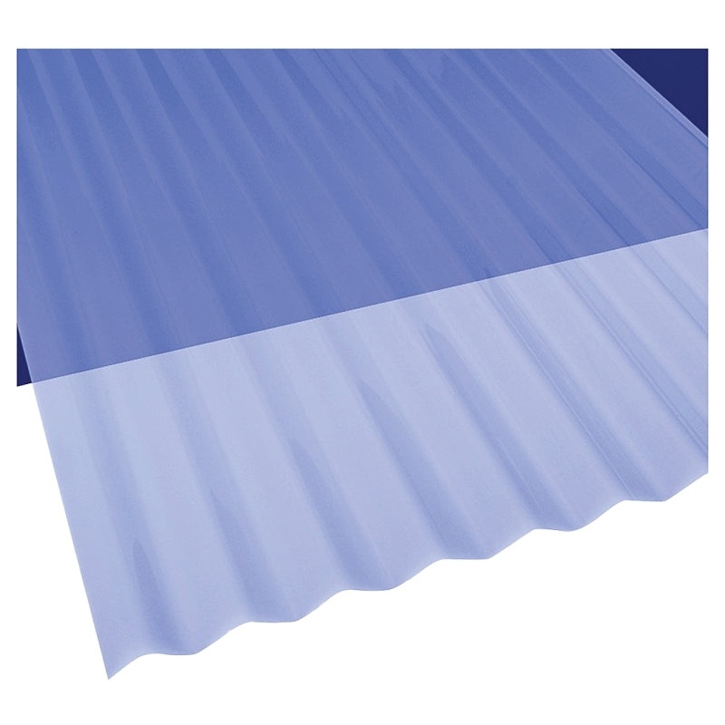 Sun N Rain 106633 Corrugated Roofing Panel, 12 ft L, 26 in W, PVC, Clear Blue, Pack of 10