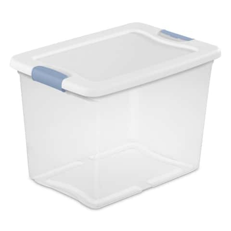 Sterilite 25 qt Clear/White Latch Storage Box 11-5/8 in. H X 16-1/4 in. W X 11-1/4 in. D Stackable
