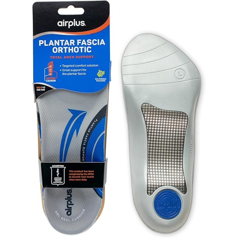 Airplus Plantar Fasciitis Orthotic 3/4 Length Shoe Insole- Foam Shell & Gel Heel – Deep Heel Cup, Full-Foot Arch Support – Soft Cushioning & Stability-APMA Certified-Fits Most Shoes & Boots – Unisex