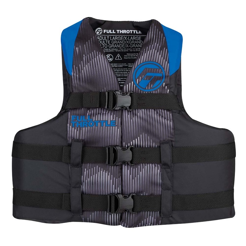 Full Throttle Adult Nylon Life Jacket – L/XL – Blue/Black