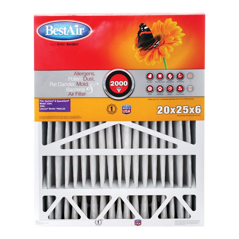 BestAir 25 in. W X 20 in. H X 6 in. D 11 MERV Pleated Air Filter 1 pk