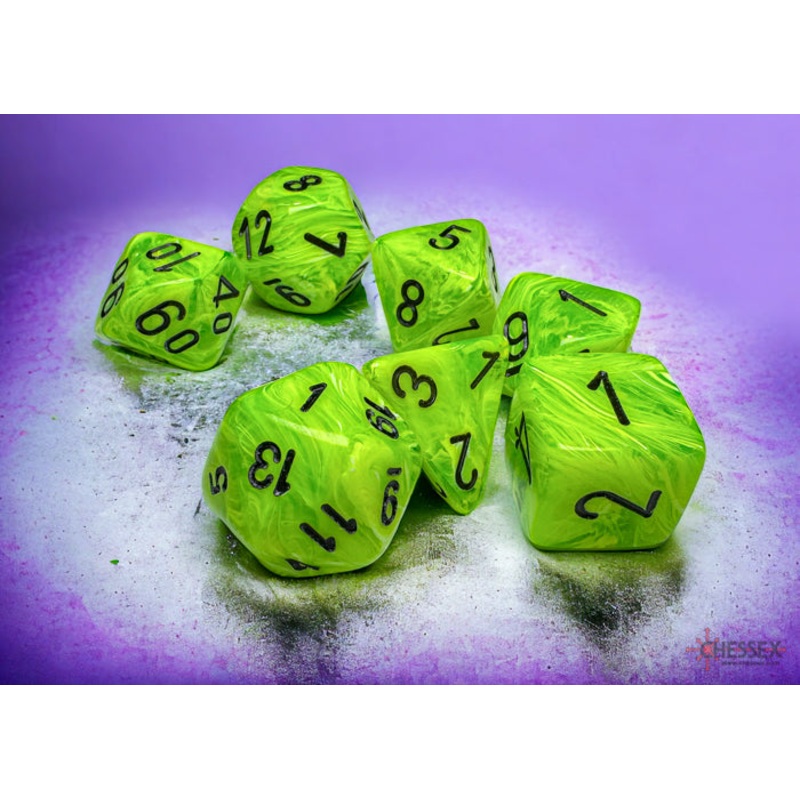 Chessex Mega-Hedral Vortex Bright Green/Black 7-Die Set