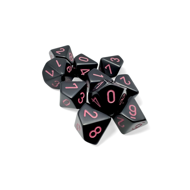 Chessex Opaque Black/Pink Set of 10 D10S
