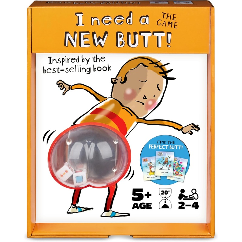 Spin Master Games I Need a New Butt! The Game, Based on The Book with Butt Popper and Butt Cheek Tiles Fun Game for Family Game Night, for Kids Ages 5 and up