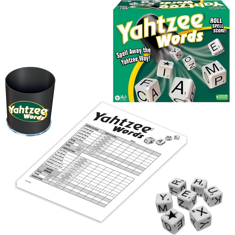 Winning Moves Games Yahtzee Words USA, Family Word Game Version of Yahtzee for 2 or More Players, Ages 8+