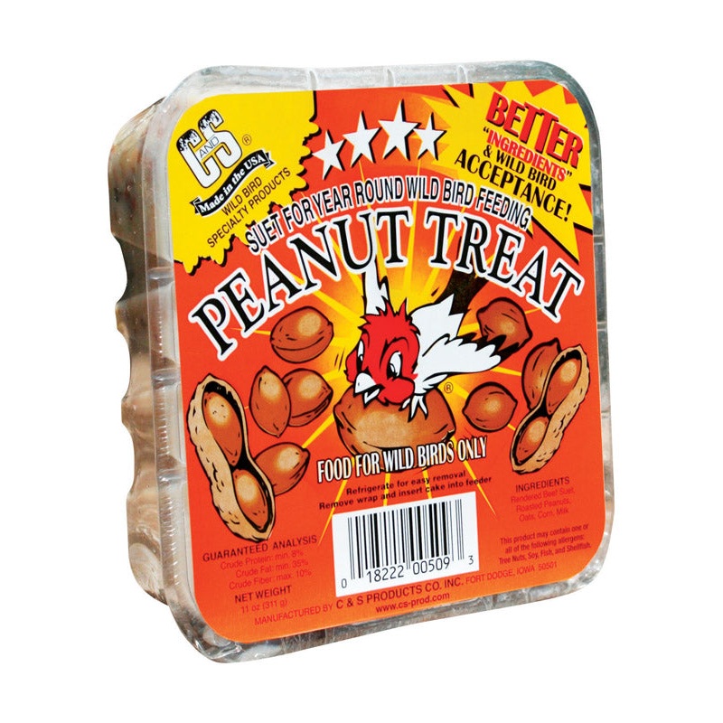 C&S Products Peanut Treat Assorted Species Beef Suet Wild Bird Food 11 oz