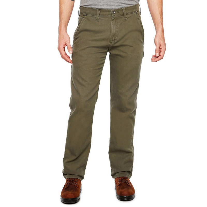 Dickies Men’s Flex Regular Fit Duck Carpenter Pants (Stonewashed Moss) Size 42×32