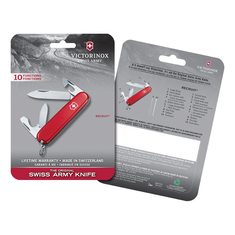 Victorinox Recruit Red 420 HC Stainless Steel 3.3 in. Multi-Function Knife