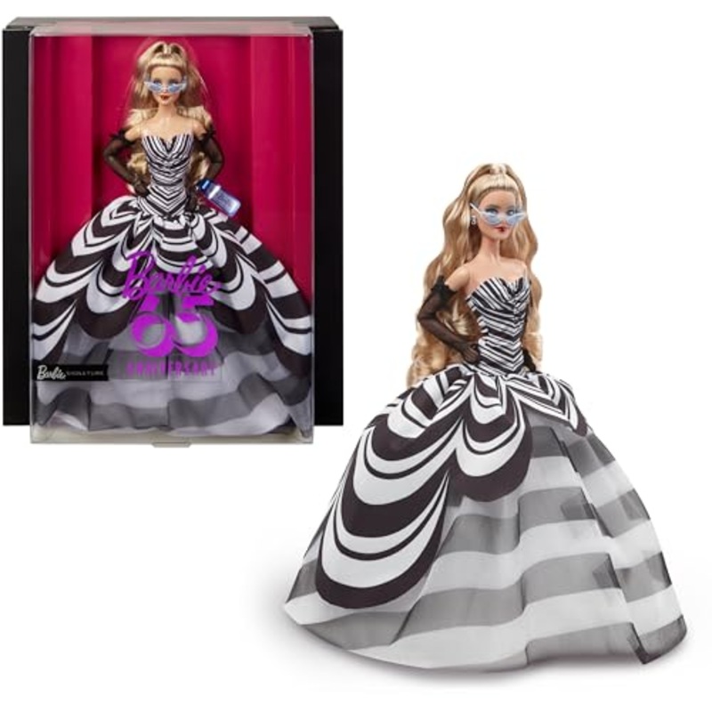 Barbie Signature 65th Anniversary Collectible Doll With Blonde Hair And Black And White Gown