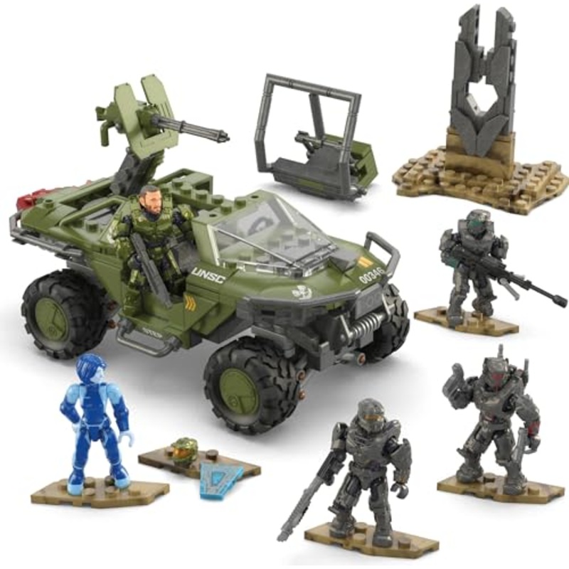 MEGA Halo Fleetcom Warthog Vehicle Building Kit With 5 Micro Action Figures