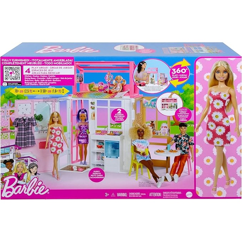 Barbie Dollhouse Playset Doll & House with 2 Levels