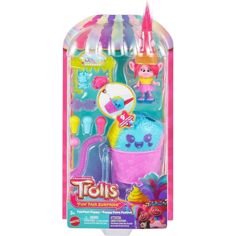 Trolls Fun Fair Surprise Fairfest Queen Poppy Small Doll & 10 Accessories