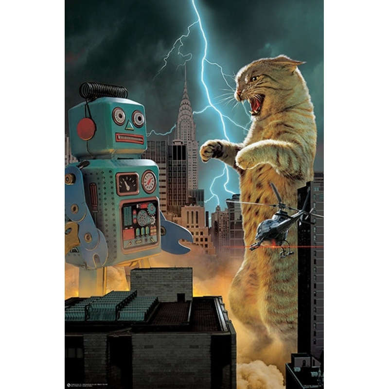 Cat vs Robot Poster