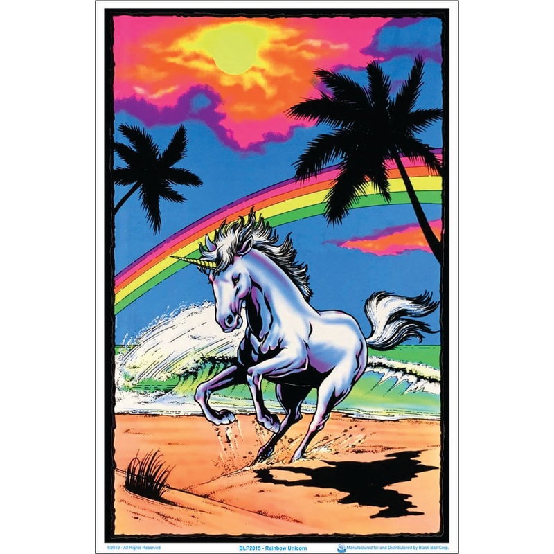 Rainbow Unicorn Black Light Poster