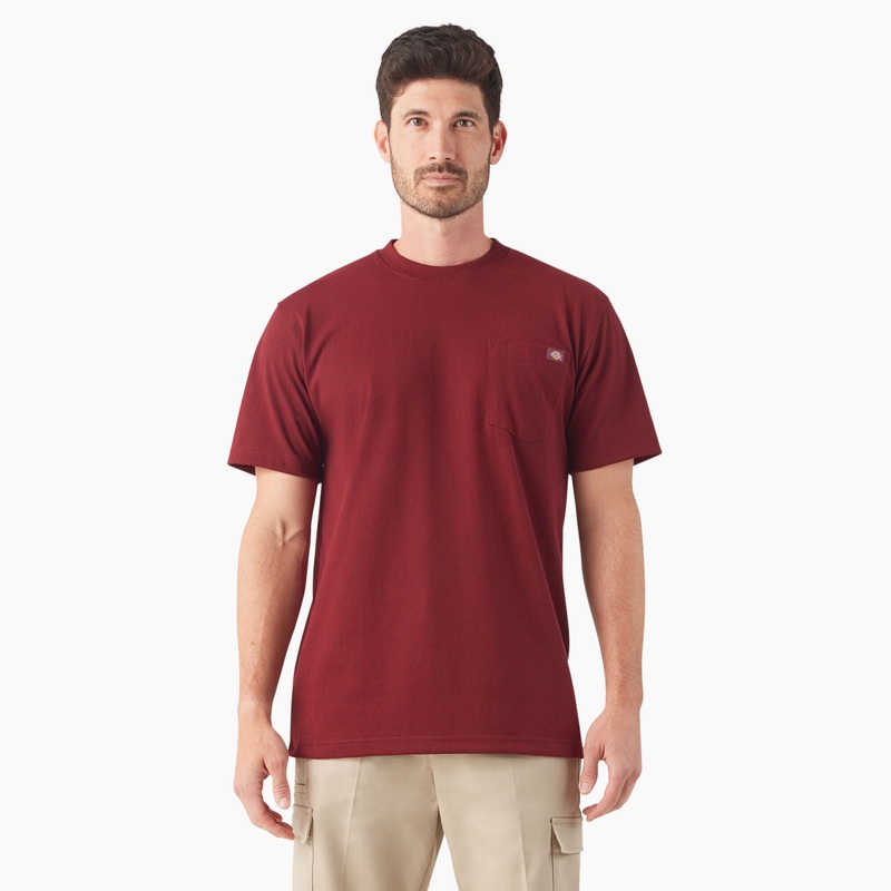 Dickies Heavyweight Heathered Short Sleeve Pocket T-Shirt (English Red Heather) Size XL