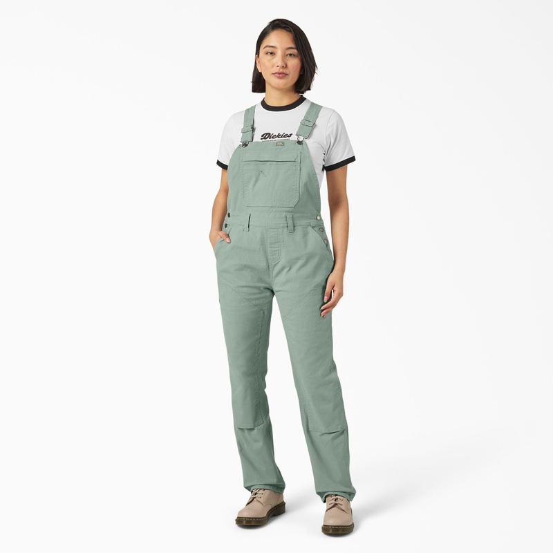 Dickies Women’s Double Front Bib Overalls (Iceberg Green) Size 2XL