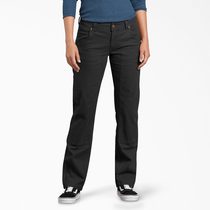 Dickies Women’s FLEX Relaxed Fit Duck Carpenter Pants (Rinsed Black) Size 8