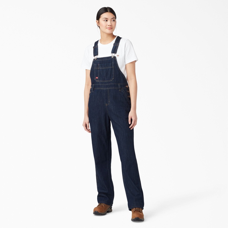 Dickies Women’s Relaxed Fit Bib Overalls (Dark Blue) Size M