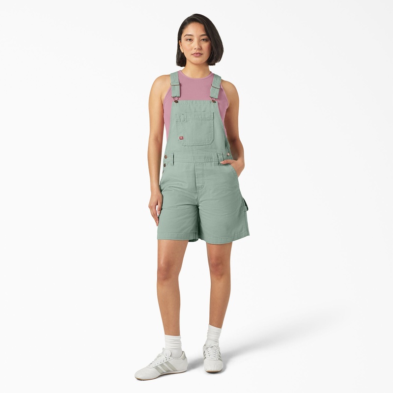 Dickies Women’s Relaxed Fit Bib Shortalls, 7 (Iceberg Green) Size XL