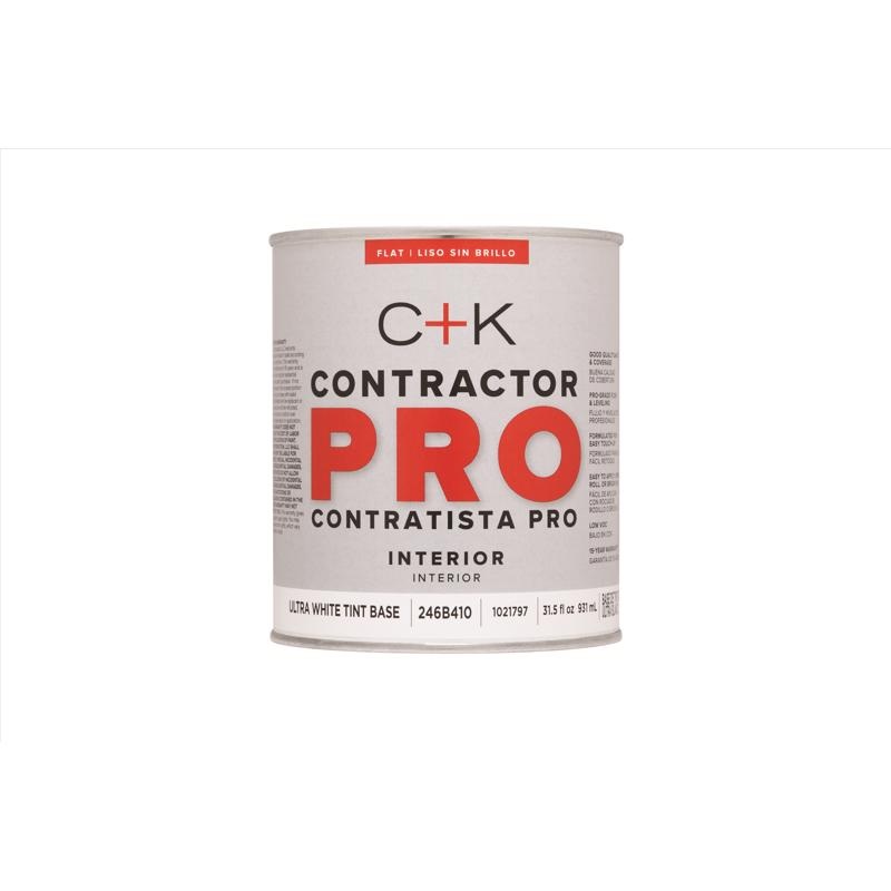 C+K Contractor Pro Flat Tint Base Ultra White Base Paint Interior 31.5 oz (In-store Pickup Only)