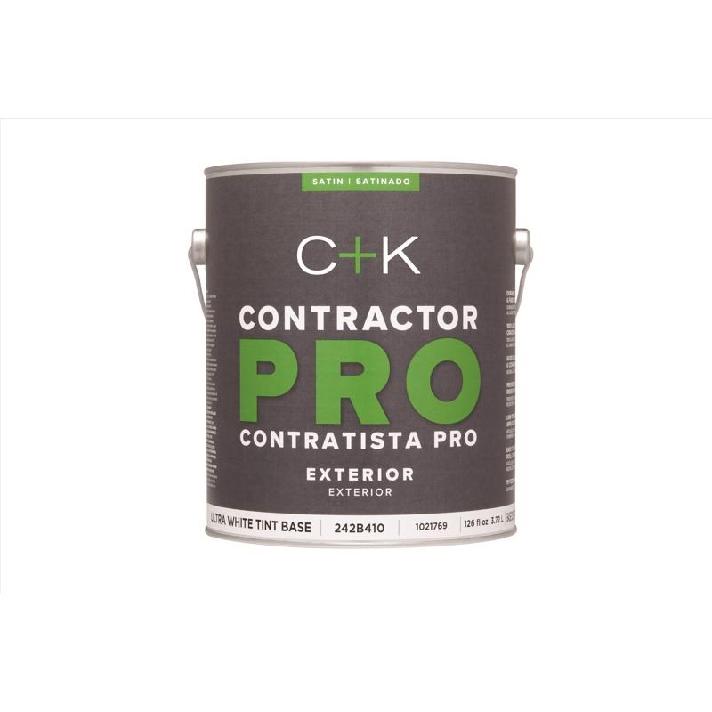 C+K Contractor Pro Satin Tint Base Ultra White Base Paint Exterior 1 gal (In-store Pickup Only)