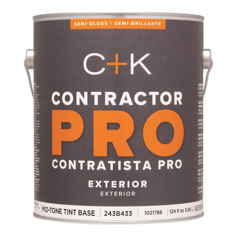 C+K Contractor Pro Semi-Gloss Tint Base Mid-Tone Base Paint Exterior 1 gal (In-store Pickup Only)